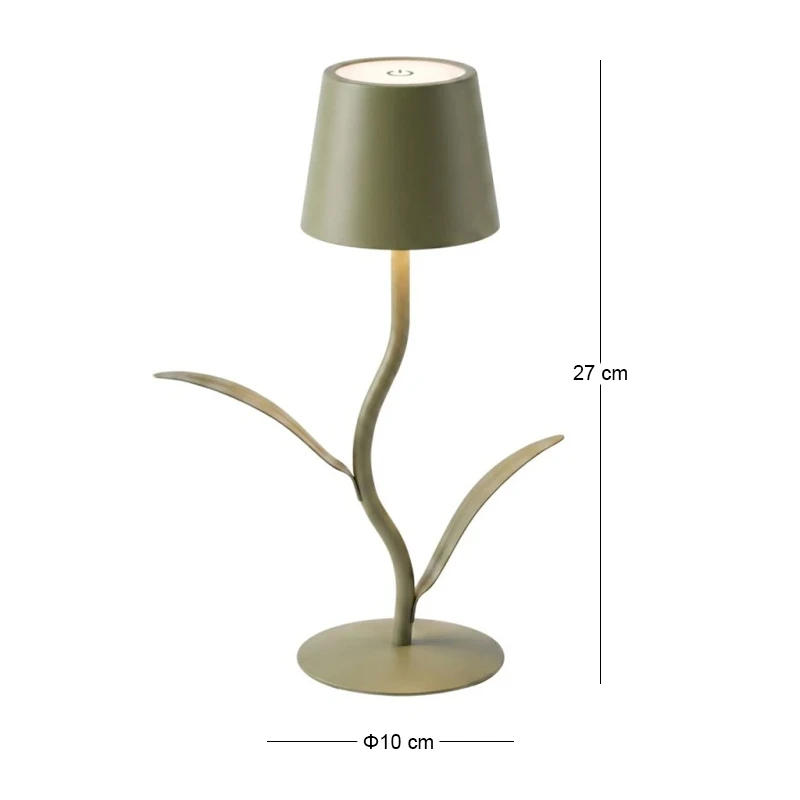 RECHARGEABLE GREEN LED TABLE LIGHT WITH  3 LIGHTING PROGRAMS IN FLOWER SHAPE D10X27CM