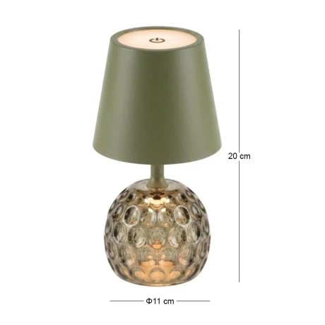 RECHARGEABLE GREEN TABLE LED LIGHT WITH 3 LIGHTING PROGRAMS  D11Χ35.5CM