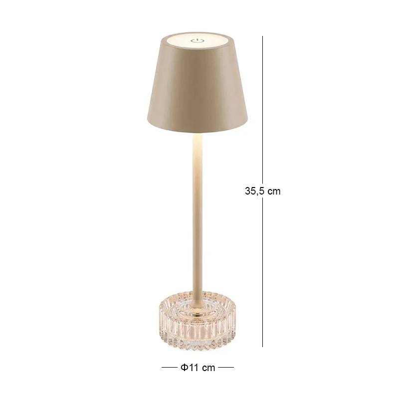 RECHARGEABLE GREEN METAL TABLE LED LIGHT WITH 3 LIGHTING PROGRAMS  D11Χ35.5CM