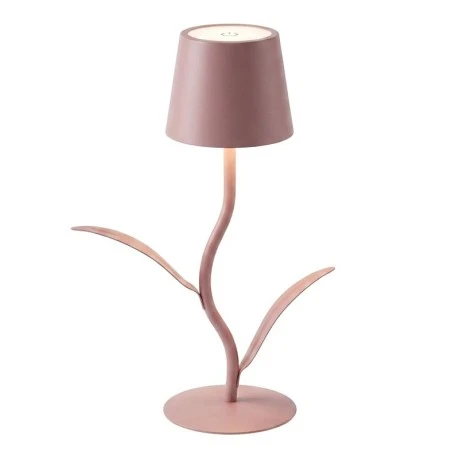 RECHARGEABLE PINK LED TABLE LIGHT WITH  3 LIGHTING PROGRAMS IN FLOWER SHAPE D10X27CM