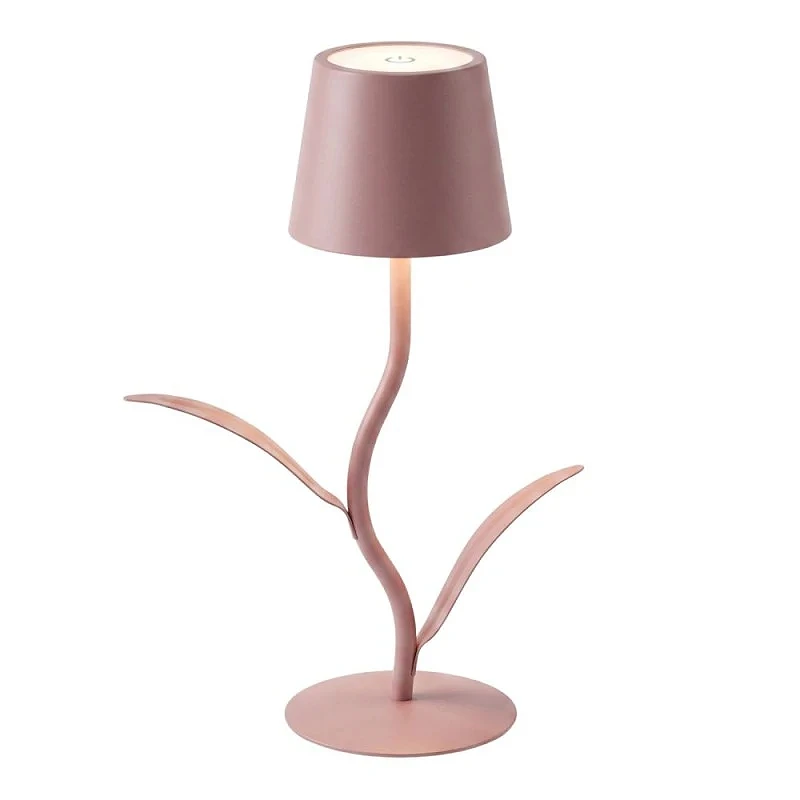 RECHARGEABLE PINK LED TABLE LIGHT WITH  3 LIGHTING PROGRAMS IN FLOWER SHAPE D10X27CM