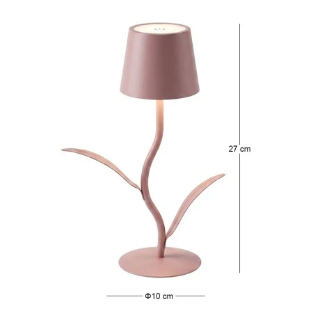 RECHARGEABLE PINK LED TABLE LIGHT WITH  3 LIGHTING PROGRAMS IN FLOWER SHAPE D10X27CM