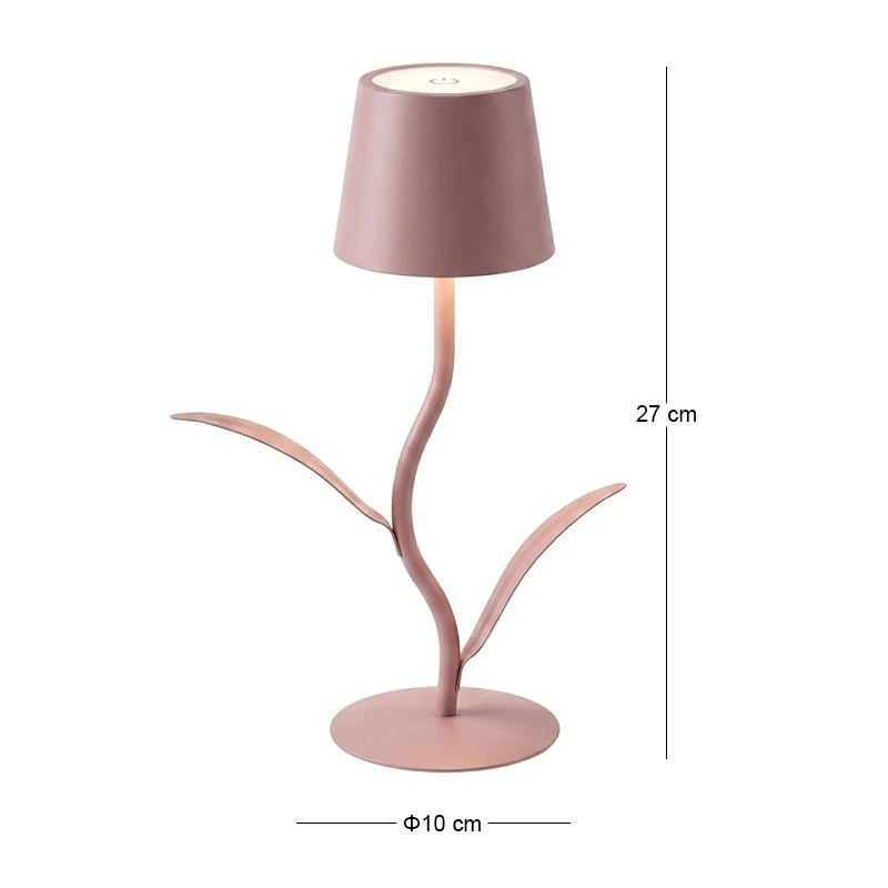 RECHARGEABLE PINK LED TABLE LIGHT WITH  3 LIGHTING PROGRAMS IN FLOWER SHAPE D10X27CM