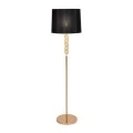 GOLD METAL FLOOR LAMP 38Χ155CM WITH CIRCLES AND BLACK FABRIC SHADE