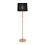 GOLD METAL FLOOR LAMP 38Χ155CM WITH CIRCLES AND BLACK FABRIC SHADE