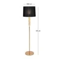 GOLD METAL FLOOR LAMP 38Χ155CM WITH CIRCLES AND BLACK FABRIC SHADE