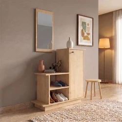 Έπιπλο εισόδου Cute Megapap χρώμα φυσικό οξιάς 90x35x95εκ.