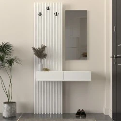 Έπιπλο εισόδου Elois Megapap χρώμα λευκό 96,6x26,8x195,5εκ.