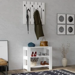 Friends Megapap melamine hall stand in white color 69.8x33.6x60cm. Friends Megapap melamine hall stand in white color 69.8x33.6x60cm.