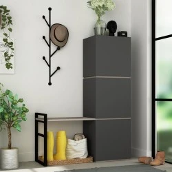 Mello Megapap melamine hallway stand with hanger in anthracite color 109x39x149cm. Mello Megapap melamine hallway stand with hanger in anthracite color 109x39x149cm.