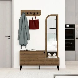 Έπιπλο εισόδου Mila Megapap με κρεμάστρα χρώμα ανοιχτό καρυδί 120x37x171,6εκ.