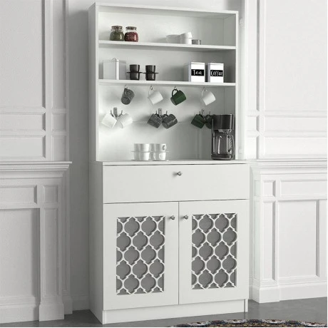 Axel Megapap kitchen melamine furniture in white color 90x37x183,6cm.