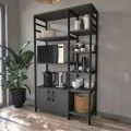 Έπιπλο κουζίνας Benito Megapap χρώμα μαύρο - ανθρακί 83,6x30,2x140,7εκ.