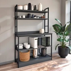 Foyer Megapap metallic floor shelf unit in black - anthracite color 101x36x160,7cm. Foyer Megapap metallic floor shelf unit in black - anthracite color 101x36x160,7cm.
