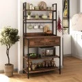 Printo Megapap metallic kitchen cabinet in black - smoked walnut color 81,6x37,5x169,1cm.