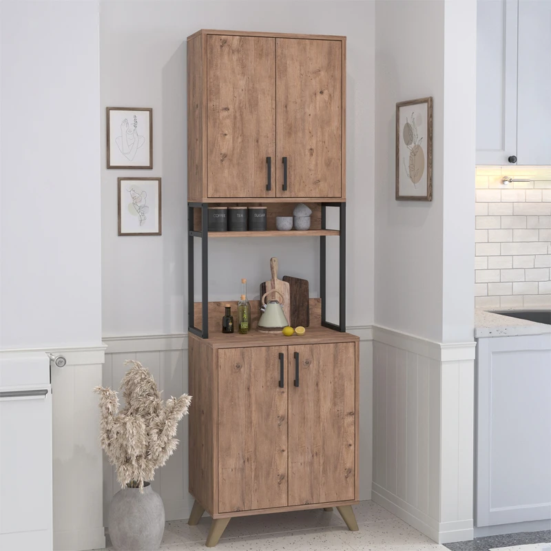 Sedef Megapap melamine kitchen cabinet in pine oak color 61x40x202.1cm.
