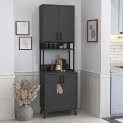 Sedef Megapap melamine kitchen cabinet in anthracite color 61x40x202.1cm. Sedef Megapap melamine kitchen cabinet in anthracite color 61x40x202.1cm.