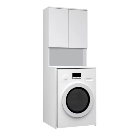 Cozen Megapap melamine washing machine furniture in white color 65x60x178cm.