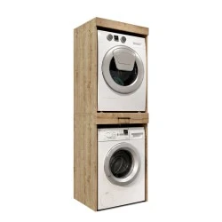 Fika Megapap melamine washing machine and draywer cabinet in sapphire oak color 67x61.8x198.5cm. Fika Megapap melamine washing machine and draywer cabinet in sapphire oak color 67x61.8x198.5cm.
