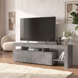 Acnes Megapap melamine tv stand in concrete grey color 160x40x53cm. Acnes Megapap melamine tv stand in concrete grey color 160x40x53cm.