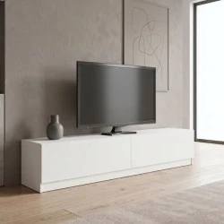 Ahenk Megapap melamine tv stand in white color 160x31,3x32,9cm. Ahenk Megapap melamine tv stand in white color 160x31,3x32,9cm.