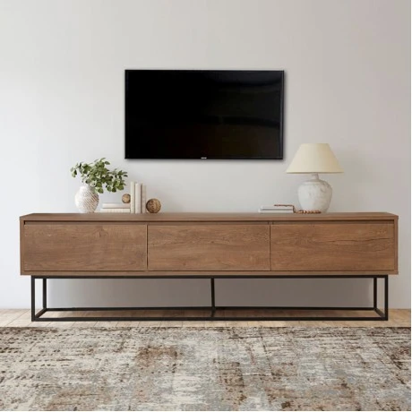 Amedeo Megapap melamine TV furniture in walnut color 180x40x50cm.