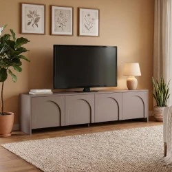 Aurelia Megapap melamine TV stand in mocha color 180x32x45cm. Aurelia Megapap melamine TV stand in mocha color 180x32x45cm.