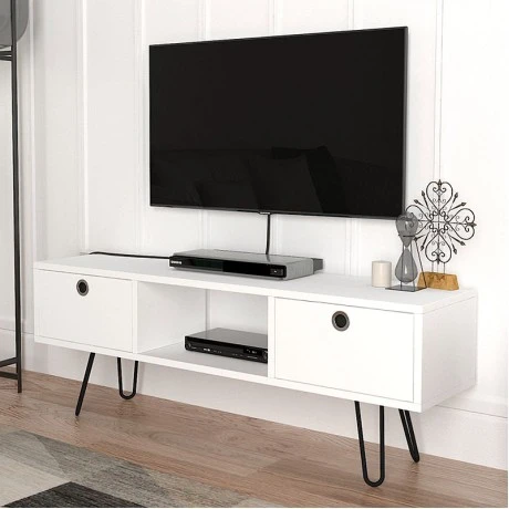 Έπιπλο τηλεόρασης Aversa Megapap χρώμα λευκό 120x29,5x43εκ.