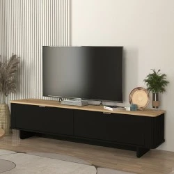 Έπιπλο τηλεόρασης Bohema Megapap χρώμα μαύρο - sepet oak 180x47x45,6εκ.