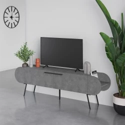 Έπιπλο τηλεόρασης Capsule Megapap χρώμα γκρι ρετρό 195x37,4x57,5εκ.