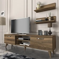 Colin Megapap melamine tv stand in walnut color 150x29.5x40,6cm. Colin Megapap melamine tv stand in walnut color 150x29.5x40,6cm.