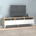 Έπιπλο τηλεόρασης Deluxe Megapap χρώμα λευκό - φυσικό οξιάς 180x35x47cm.