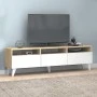 Έπιπλο τηλεόρασης Deluxe Megapap χρώμα λευκό - φυσικό οξιάς 180x35x47cm.