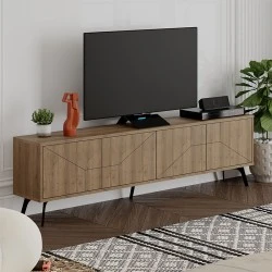 Dune Megapap melamine tv stand in light walnut color 180x29,6x50cm. Dune Megapap melamine tv stand in light walnut color 180x29,6x50cm.