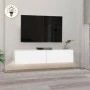 Έπιπλο τηλεόρασης επιτοίχιο Aristo Megapap με LED χρώμα λευκό 135x31,6x25εκ.