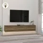 Έπιπλο τηλεόρασης επιτοίχιο Damla Megapap με LED χρώμα καρυδί 180x29,5x29,5εκ.