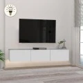 Έπιπλο τηλεόρασης επιτοίχιο Damla Megapap με LED χρώμα λευκό 180x29,5x29,5εκ.