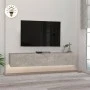 Έπιπλο τηλεόρασης επιτοίχιο Damla Megapap με LED χρώμα λευκό εφέ μαρμάρου 180x29,5x29,5εκ.
