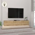 Έπιπλο τηλεόρασης επιτοίχιο Damla Megapap με LED χρώμα sapphire oak 180x29,5x29,5εκ.