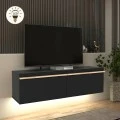 Έπιπλο τηλεόρασης επιτοίχιο Morel Megapap με LED χρώμα μαύρο 140x41,8x40εκ.