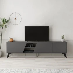 Έπιπλο τηλεόρασης Fiona Megapap χρώμα ανθρακί 180x35,6x48εκ.