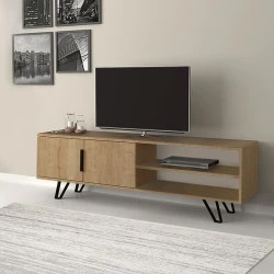 Έπιπλο τηλεόρασης Foot Megapap χρώμα φυσικό οξιάς 160x35x49εκ.