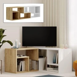 Glis Megapap melamine tv stand in sapphire oak - white color 145x35x44.8cm. Glis Megapap melamine tv stand in sapphire oak - white color 145x35x44.8cm.