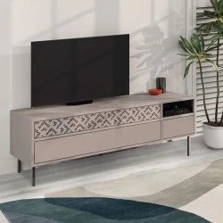 Έπιπλο τηλεόρασης Heaton Megapap χρώμα ανοιχτή μόκα 144,6x35,6x48,4εκ.