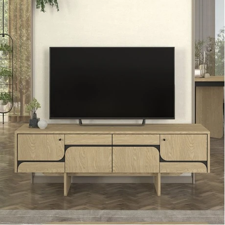 Lava Megapap melamine console in rota oak - anthracite color 150x35x51.3cm.