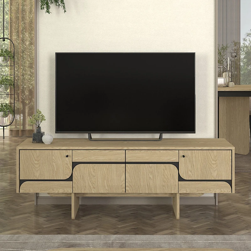 Lava Megapap melamine console in rota oak - anthracite color 150x35x51.3cm.