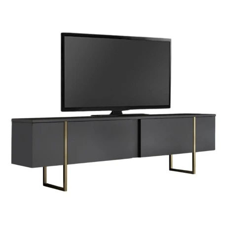 Έπιπλο τηλεόρασης Luxe Megapap χρώμα ανθρακί - χρυσό 180x30x50εκ.