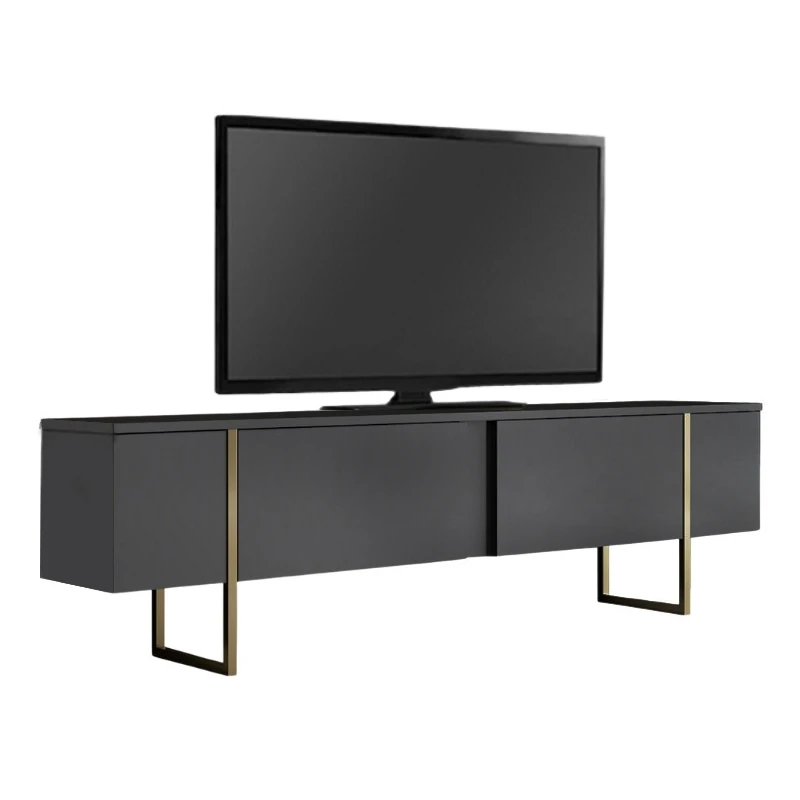 Έπιπλο τηλεόρασης Luxe Megapap χρώμα ανθρακί - χρυσό 180x30x50εκ.