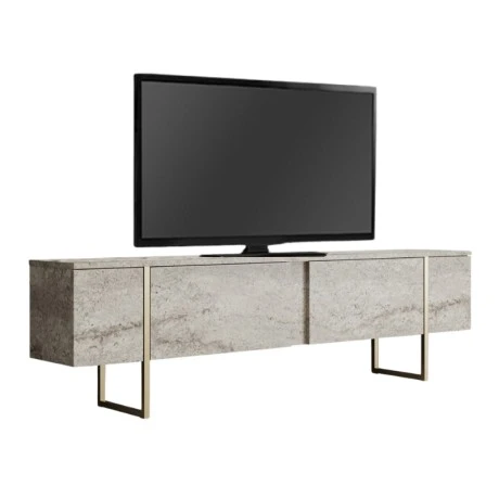 Luxe Megapap melamine TV furniture in travertine - gold color 180x30x50cm.