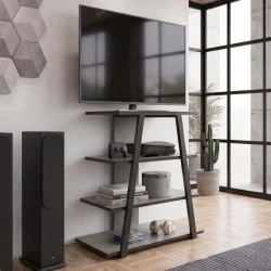 Lyno Megapap melamine TV stand in retro grey color 70.4x54x80cm. Lyno Megapap melamine TV stand in retro grey color 70.4x54x80cm.